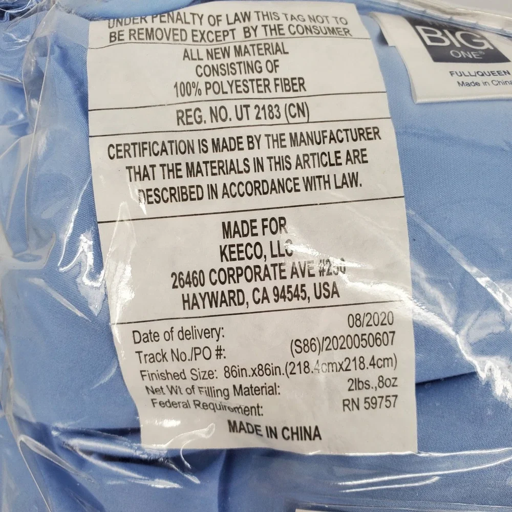 The Big One Reversible Down Alternative Comforter Full Queen Blue Ombre Pink New